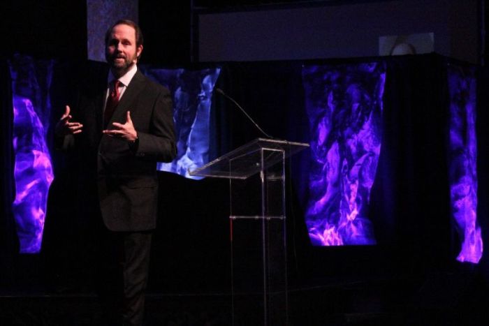 Christian cultural commentator Jim Denison, the founder of the Denison Forum, speaks at the 2018 International Forum hosted by the Council for Christian Colleges and Universities in Grapevine, Texas, on January 31, 2018.