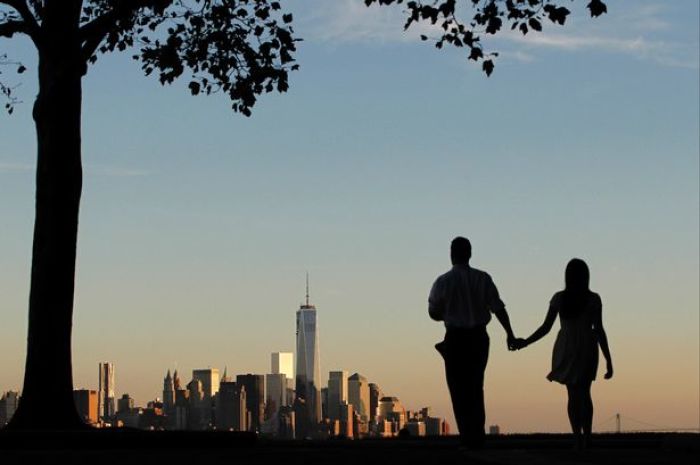 Couple walking.