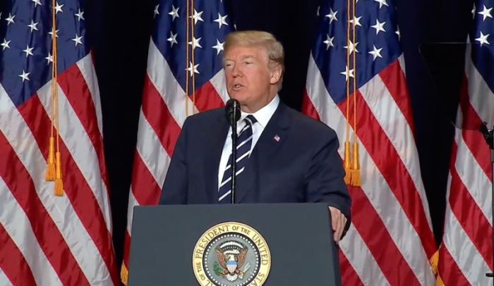 President Donald Trump speaks at the National Prayer Breakfast in Washington, D.C., Feb. 8, 2018.