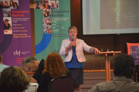 Cooperative Baptist Fellowship Executive Coordinator Suzii Paynter addresses Baptists in this undated photo.