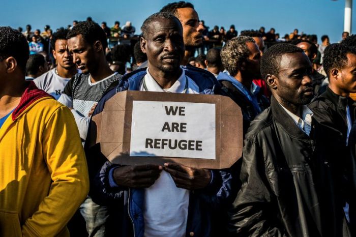 East African migrates protest in south Tel Aviv. Jan. 6, 2014.