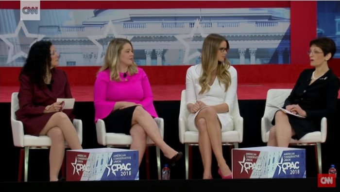 Conservative author Mona Charen (R) speaks during the 2018 Conservative Political Action Conference at the Gaylord National Resort and Convention Center in Oxon Hill, Maryland on Feb. 24, 2018.