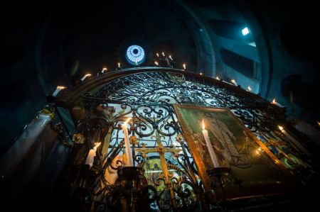 The Holy Fire ceremony which occurs every year at the Church of the Holy Sepulchre in Jerusalem. Jerusalem, Apr 15, 2017.