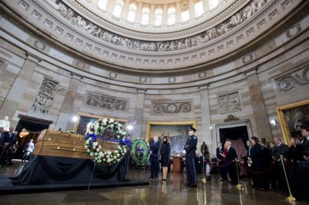 Billy Graham lies in honor at the U.S. Capitol, Feb. 28, 2018.