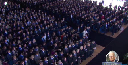 Hundreds of people attend the funeral of Billy Graham, the renowned evangelist who died at 99, in Charlotte, N.C., on March 2, 2018.