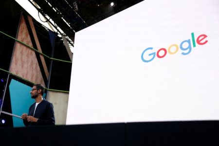 Google CEO Sundar Pichai delivers his keynote address during the Google I/O 2016 developers conference in Mountain View, California, U.S., May 18, 2016.