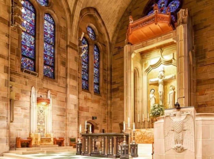 The interior of the Cathedral of Christ the King, Atlanta, Georgia, of the Catholic Archdiocese of Atlanta.