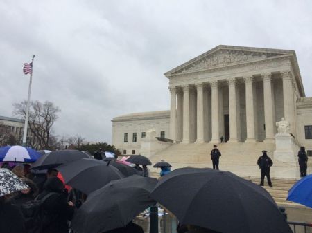 The Supreme Court of the United States as arguments for NIFLA v. Becerra are heard inside on March 20, 2018.