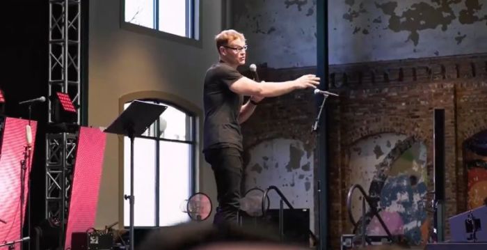 Perry Noble leading Second Chance Church during an Easter service in Anderson, South Carolina, on April 1, 2018.