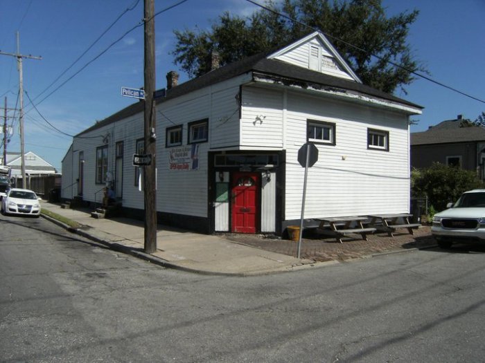 Marine Corp chaplain and Navy Capt. Loften Thornton was fired for reportedly having sex with a woman at the Crown & Anchor Pub (pictured) in New Orleans, near the picnic tables in public view.