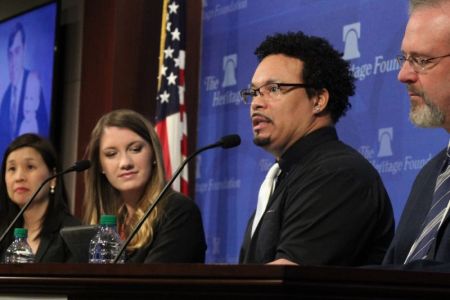 Ryan Bomberger speaks during a Heritage Foundation panel discussion in Washington, D.C., on April 9, 2018.