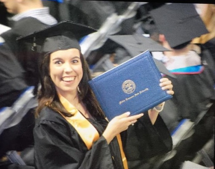 Cassidy Ganey graduating from Middle Tennessee State University on May 5, 2018.