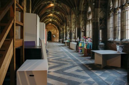 The south cloister of Worcester Cathedral in Worcester, England.