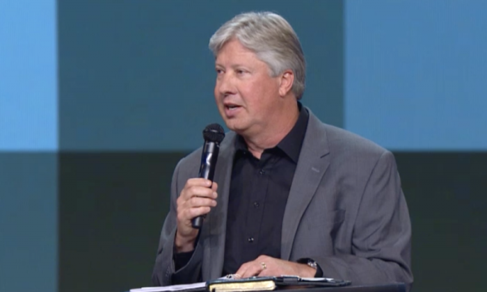 Pastor Robert Morris speaks at Gateway Church in Southlake, Texas, June 2, 2018.