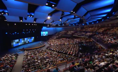 Thousands listen as Pastor Robert Morris speaks at Gateway Church in Southlake, Texas, June 2, 2018.