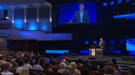 Pastor J.D. Greear speaking at Prestonwood Baptist Church in Plano, Texas, on June 10, 2018.