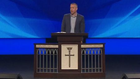 Pastor J.D. Greear speaking at Prestonwood Baptist Church in Plano, Texas, on June 10, 2018.