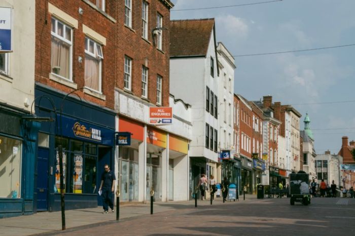 High Street in Gloucester, England.