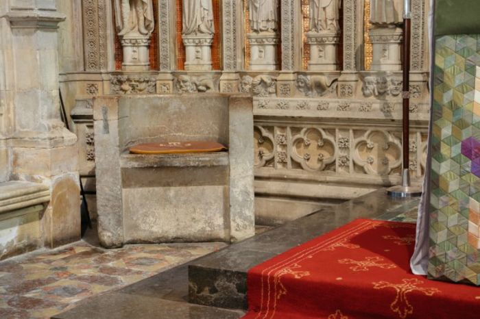 The Anglo-Saxon stone chair or frithstool in Beverley Minster.