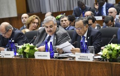 A delegate from Bangladesh speaks at the U.S. State Department Ministerial to Advance Religious Freedom in Washington, D.C. on July 26 2018.