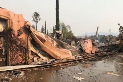 A neighborhood destroyed by the Carr fire plaguing northern California after the blaze tore through on July 26-27, 2018.