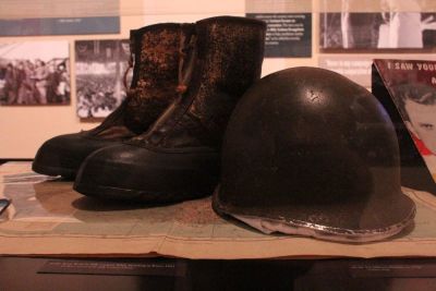 The boots that Billy Graham wore when he traveled to Korea to preach to U.S. soldiers in 1952 sit on display at the Museum of the Bible in Washington, D.C. on Aug. 3, 2018.