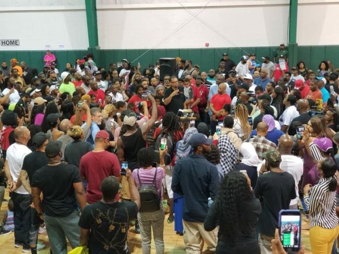 Residents of Kenner, Louisiana, protest the city's ban on the use of tax dollars to purchase Nike products on Sept. 10, 2018.