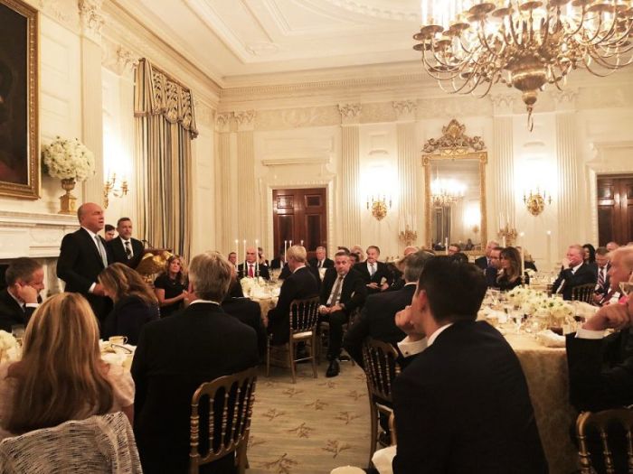 Evangelist Greg Laurie speaks during the White House dinner for evangelical leaders in Washington, D.C. on Aug. 27, 2018.