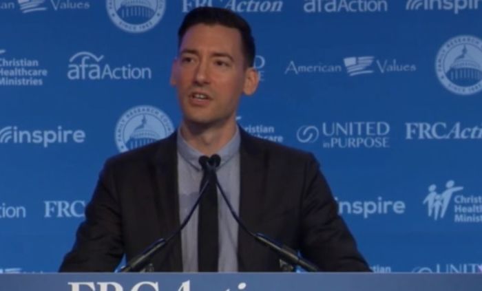 Pro-life activist David Daleiden speaks at the Values Voter Summit at the Omni Shoreham Hotel in Washington, D.C. on Sept. 21, 2018.