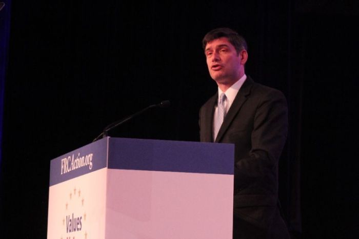 Will Graham, the grandson of Billy Graham, preaches at the Family Research Council's Values Voters Summit in Washington, D.C. on Sept. 21, 2018.