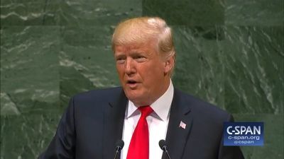 Donald Trump at the U.N. General Assembly in New York on September 25, 2018.