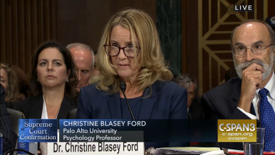 Christine Blasey Ford at the Senate Judiciary Committee hearing in Washington D.C. on September 27, 2018.