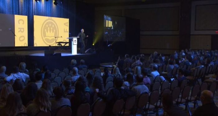 Passion City Church Pastor Ben Stuart speaks at the Southern Baptist Convention's Ethics & Religious Liberty Commission's national conference in Grapevine, Texas, on Thursday, Oct. 11, 2018.