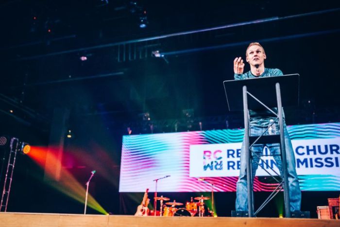 David Platt speaks at the 'Rethink Church/Rethink Mission' event at McLean Bible Church in Vienna, Va., on Oct. 12.