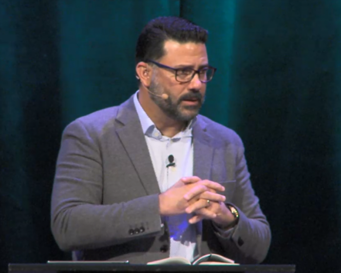 Juan Sanchez, senior pastor of High Pointe Baptist Church in Austin, Texas, and president of the Texas Southern Baptist Convention, gives remarks at The Gospel Coalition's West Coast Conference on Wednesday, Oct. 17, 2018.