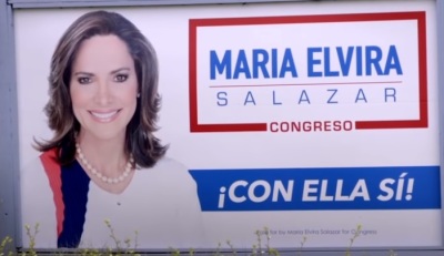 A billboard for Florida congressional candidate Maria Elvira Salazar