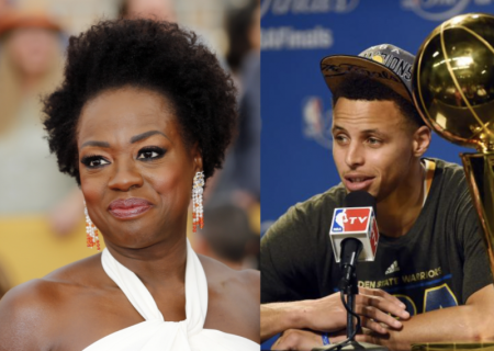 Actress Viola Davis (L) Golden State Warriors Steph Curry (R)