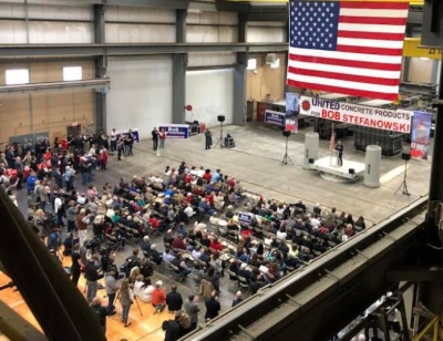 2018 Connecticut gubernatorial candidate Bob Stefanowski, a Republican, speaks at a campaign rally.