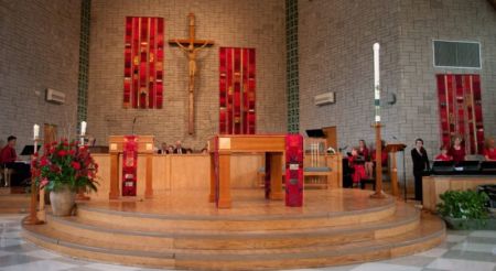 The sanctuary of St. Matthias Church, a Catholic congregation based in Somerset, New Jersey.