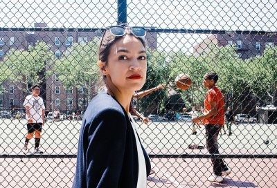 Alexandria Ocasio-Cortez canvasses in Sunnyside, Queens on June 26, 2018.