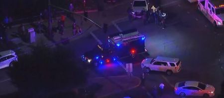 Police on the scene of a mass shooting at the Borderline Bar & Grill in Thousand Oaks, California on Wednesday, November 7, 2018.