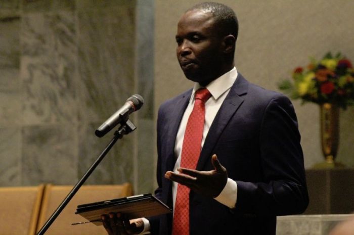 Stephen Enada, co-founder on the International Committee on Nigeria, speaks at the Chinese Community Church in Washington, D.C. during the fifth annual Night of Prayer for the Persecuted Church on Nov. 10, 2018.