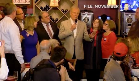 Pastor Ed Young of Houston's Second Baptist Church speaks at Republican Rep. John Culberson's election watch party on Nov. 6, 2018 in Texas.