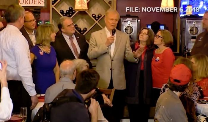 Pastor Ed Young of Houston's Second Baptist Church speaks at Republican Rep. John Culberson's election watch party on Nov. 6, 2018 in Texas.