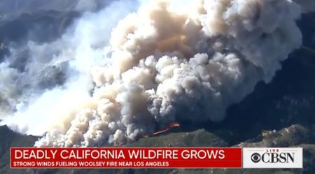 California wildfires as seen on CBS News Nov. 14, 2018.