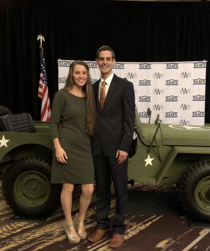 Jill and Derrick Dillard pose together at a verteans day gala, Nov 12 2018.