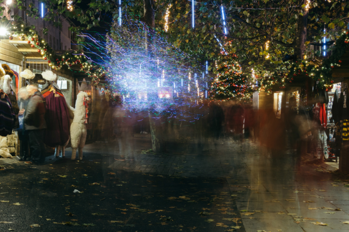 The festive Christmas atmosphere in York, England.