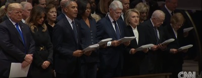 President Donald Trump and his wife Melania at the funeral of former president George H.W. Bush at the Washington National Cathedral on Wednesday, December 5, 2018.