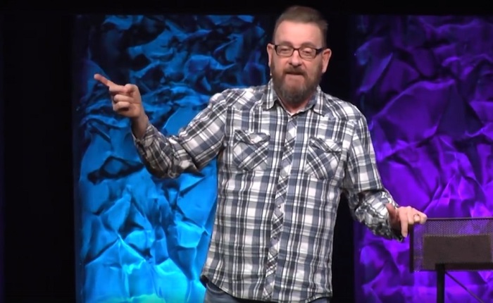 Fred Herron, senior pastor at Vineyard Church in Kansas City, Missouri, gives a sermon on Oct. 21, 2018. 