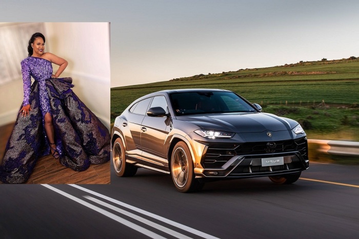 Aventer Gray (inset), wife of Pastor John Gray of Relentless Church in South Carolina and the Lamborghini Urus.